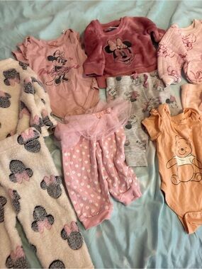 Disney Baby Minnie & Winnie the Pooh Pink Peach Clothing Set baby sets 0-3 -3-6